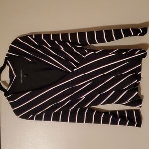 𝅺WHITE House Black Market Surplice Striped Top Sz S/P